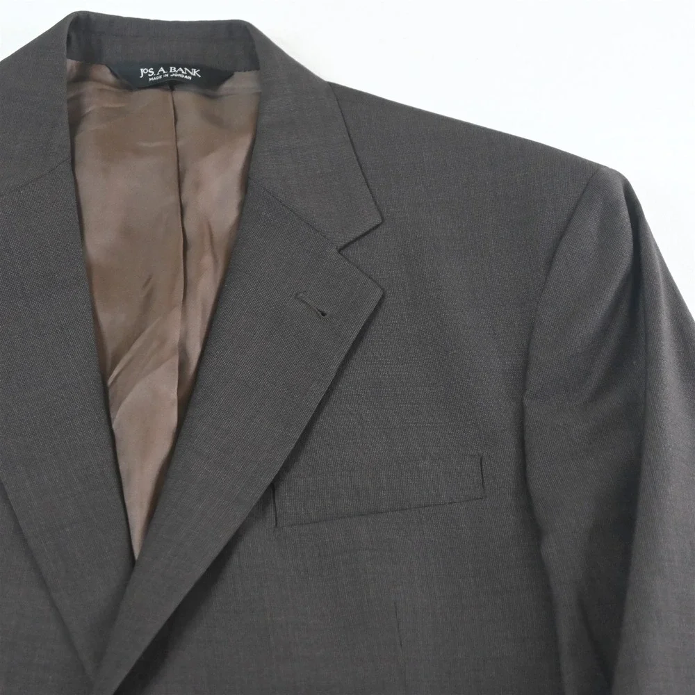Jos A Bank‎ 43R 44R 36x30 Brown 100% Wool Nailshead Mens Jacket Pants Suit